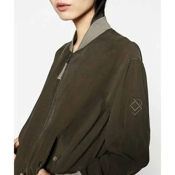Liebeskind Berlin Women’s Grey Twill- Collar Bomber Jacket Size Small